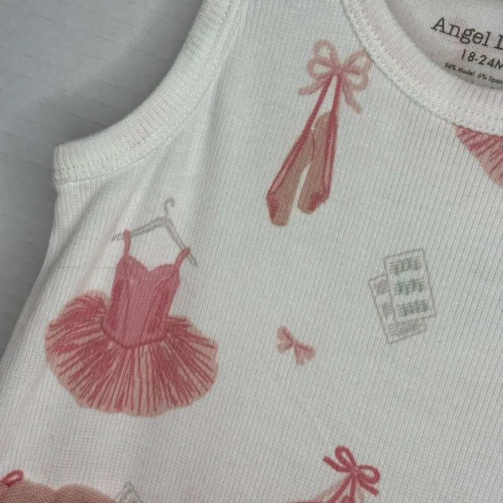 Angel Dear Baby Girl Ribbed Tank Bodysuit Tutu Pink White 18-24M NWT - Picture 6 of 9